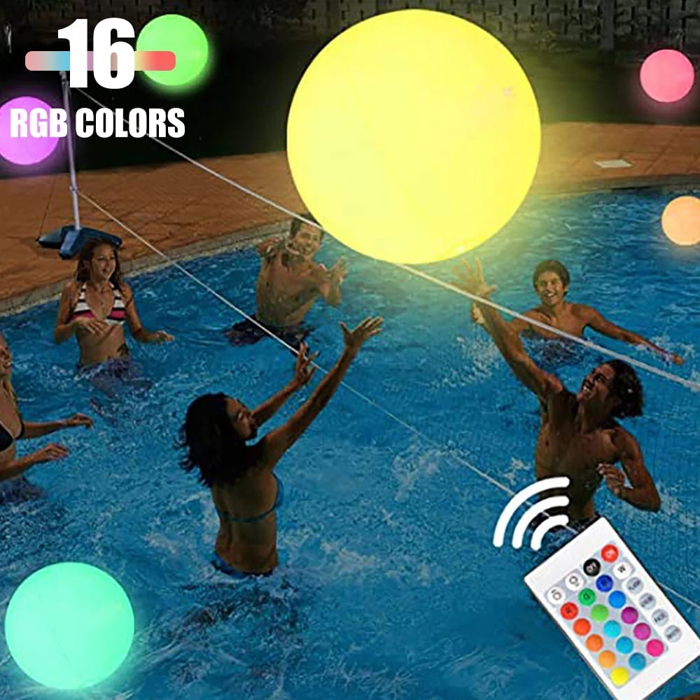 Great for Spring Break Parties Pool/Beach Parties Raves or Blacklight/Glow Parties Large Floating and Inflatable Beach Ball Toy LED Glow in The Dark with Color Changing Lights 