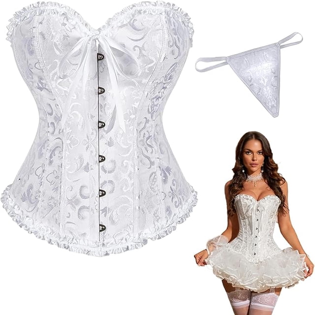 Corset de Encaje para Mujer, Faja Corset Busto Modeladora Sexy, Corsé con Huesos de Acero y Extensor, para Todas las Ocasiones