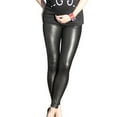 thumbnail image 3 of Wancir Maternity Faux Leather Leggings High Waisted Stretchy Comfy Pants Tights Over The Belly, 3 of 6