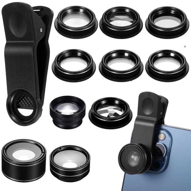 ADDHAT 1Jgo Multifuncional Negro Con Cpl Y Gran Angular Compatible Con Smartphones