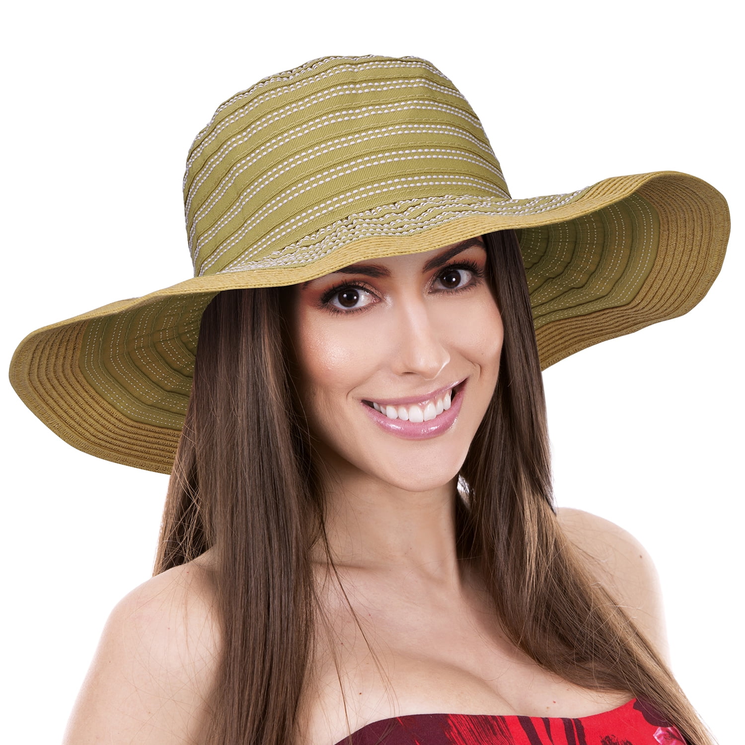 Weshiny Summer Wide Brim Sun Hat for Women Adjustable Hat with Chin Strap UPF 50 Sun Protection Hat Foldable Visor Hats