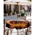 thumbnail image 4 of Baseball, Round Outdoor Tablecloth, Waterproof Table Cloth Cover with Umbrella Hole and Zipper, Sports Theme Gradient Orange Blue Black Table Protector for Patio Party Picnic 54" Round, 4 of 6