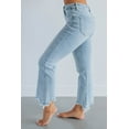 thumbnail image 2 of Risen Neona Mid-Rise Straight Jeans with Raw Hem and Button Closure, 2 of 5