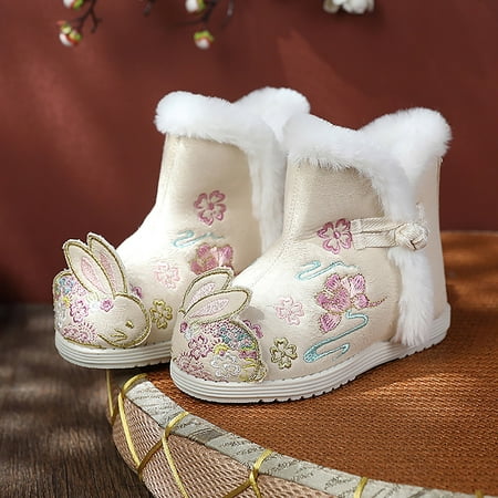 

TOWED22 Toddler Girl Boots Baby Slippers Girls Boys Booties Winter Warm Fleece Cozy Socks Non-Slip Sole Toddle First Walkers Crib Shoes with Grippers Beige