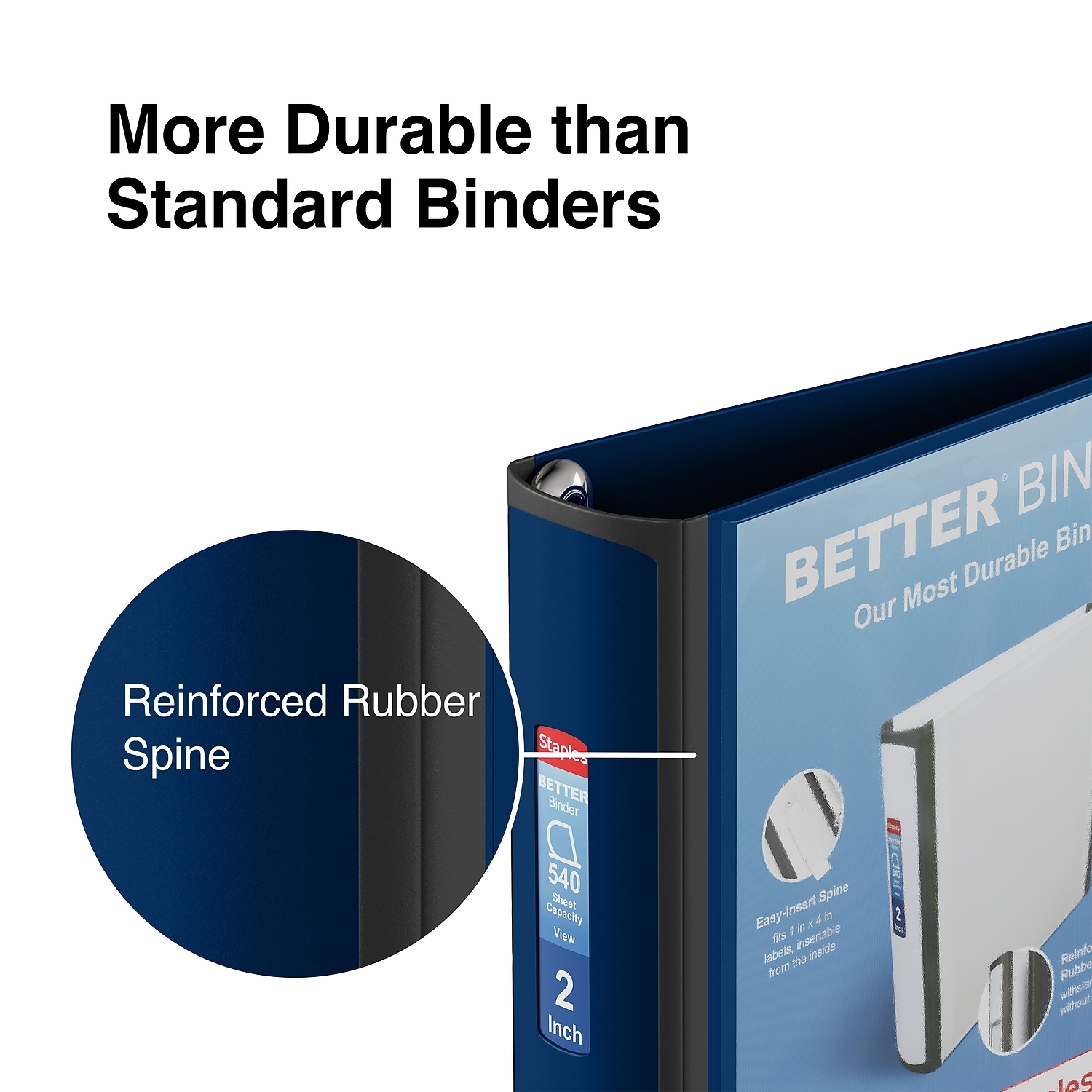 Staples 2" 3-Ring Better Binder Navy Blue 2/Pack ST55872-CCVS