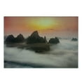 thumbnail image 3 of Mountain Cutting Board, Chinese Mountains with Mist Clouds Horizon Sunset Dreamlike Surreal Picture, Decorative Tempered Glass Cutting and Serving Board, Small Size, Orange Brown, by Ambesonne, 3 of 5