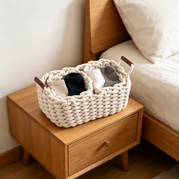 OUNONA 3 Pcs Storage Crate Cotton Rope Personal Storage for Household Users