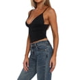 thumbnail image 3 of Women'S Deep V-Neck Ruched Crop Tank Top Slim Fit Spaghetti Straps Crop Top, 3 of 8