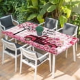 thumbnail image 2 of Valentine's Day Table Cloths for 6 Foot Rectangle Tables, Romantic Love Tree Truck Roses Pink Plaid Patio Waterproof Elastic Fitted Tablecloths, Washable Rectangular Table Cover for Camping, 2 of 8