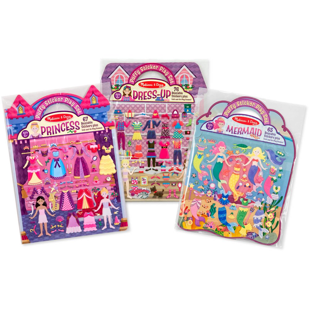 Melissa and Doug Puffy Sticker Activity Books Set, DressUp, Princess, Mermaid, 208 Reusable Melissa and Doug Puffy Sticker Activity Books Set, DressUp, Princess, Mermaid, 208 Reusable