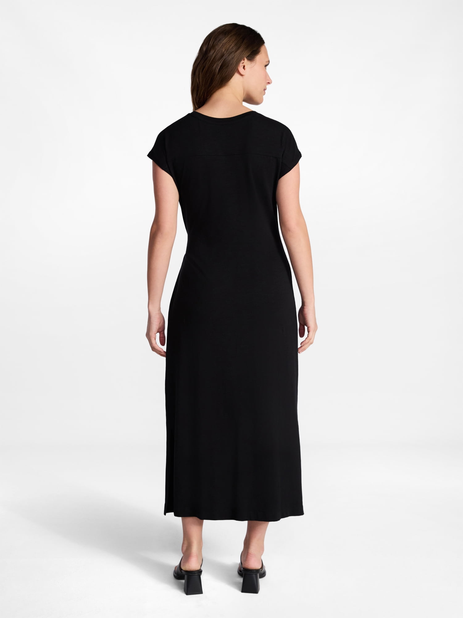 Time and Tru Women's and Women's Plus Side Tie Midi Dress with Dolman Sleeves, Sizes XS-4X