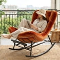 thumbnail image 1 of YUSAZENS Indoor Outdoor Rocking Chair - Rattan Rocker with Extendable Footrest, 352lbs Sturdy Large Lounge for Bedroom, Living Room Orange, 1 of 7