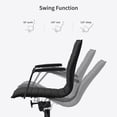thumbnail image 4 of 2xhome Modern Office Desk Chair | PU Leather Ribbed Back | Adjustable Height, Tilt Lock, All Black, Set of 1, 1 piece, 4 of 13