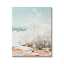 Stupell Splashing Sandy Beach Sea Foam Landscape Photography Gallery Wrapped Canvas Print Wall Art