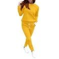 thumbnail image 4 of BLOCLOALO 2 Piece Lounge Set Long Sleeve Pullover Sweatshirts Fashionable Sports Casual Jacket Trousers Round Neck Suit Sweatpants and Sweatshirt Set Plus Size Workout Sets Casual Sets Yellow S, 4 of 8