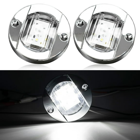 AUTOXBERT 12V Round White LED Marine Navigation Stern Lights for Pontoon Boat