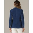 thumbnail image 3 of DARING DIVA Women's Notched Lapel Denim Blazer with Shoulder Pads XS Dark Blue, 3 of 6