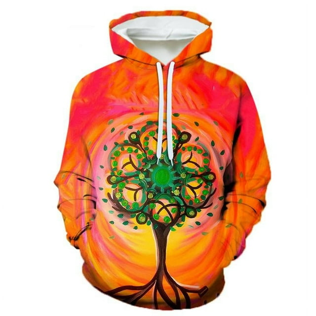Spring Autumn Creative Psychedelic Tree Pattern Hoodies For Men 3D Printing Casual Pullovers Sweatshirt Streetwear Tops Hoodie-PZM12797 3XL