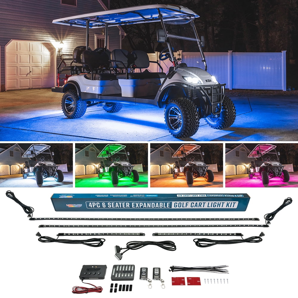 LEDGlow 4pc Million Color LED 6 Seater Limo Golf Cart Underbody