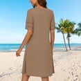 thumbnail image 5 of Xdegoge Short Sleeve Dresses for Women Crew Neck Casual A Line Dress Cut-Out Solid Color Trendy Summer Clothing Soft Lace Patchwork Loose Outfits, 5 of 8