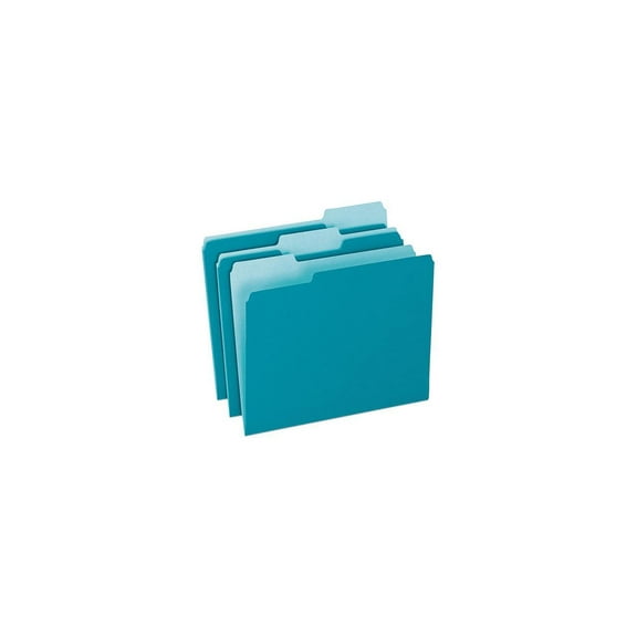 Pendaflex Colored File Folders 1/3 Cut Top Tab Letter Teal/Light Teal 100/Box 15213TEA