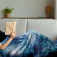 thumbnail image 3 of Space Soft Flannel Fleece Blanket, Nebula Gas Cloud on Celestial Sphere Universe Themed Infinity Design Galaxy Art Print, Cozy Plush for Indoor and Outdoor Use, 50" x 60", Dark Blue, by Ambesonne, 3 of 5