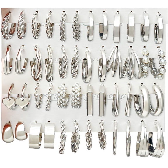 24 Pairs Gold Hoop Earrings Set for Women Hypoallergenic Chunky Chain Twisted Open Hoops Dangle Earring Packs.