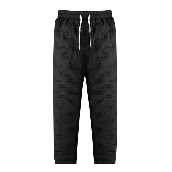 Levmjia Men's Dress Pants Elastic Waist New Men's Winter Down Cotton Pants Warm Eastic Waist Cotton Pants Full Length Pants