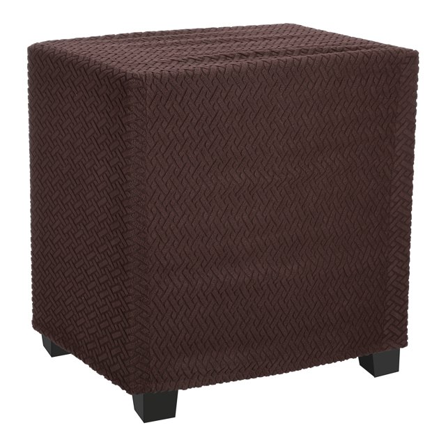 Funda de otomán cuadrada de poliéster de jacquard tejido, longitud de ajuste 13"-18", café oscuro