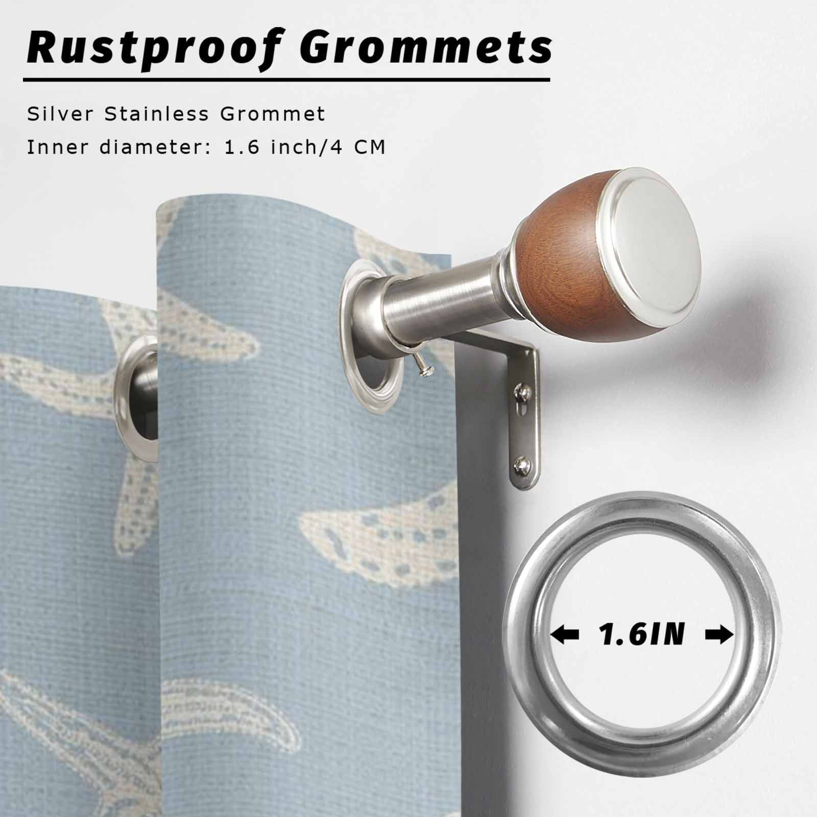 Starfish Outdoor Curtains for Patio, Summer Beach Nautical Ocean Sea Star Marine Life Light Blue Sunshade Privacy Drapes Grommet Waterproof Outside Curtains for Porch Balcony 54"x 108", 1 Panel