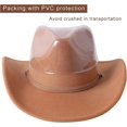 thumbnail image 5 of 2025 Latest Model Women Men Retro Felt Wide Brim Western Cowboy Cowgirl Hat Dress Up Hat w, 5 of 5