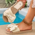 thumbnail image 4 of Samdudou Espadrille Sandals Open Toe Bow Knot Flat Slide Jute Rope Sole Summer Vacation Beach Ladies Casual Style Footwear Outdoor Daily Wear Lightweight Walking Modern Trendy Design, 4 of 8