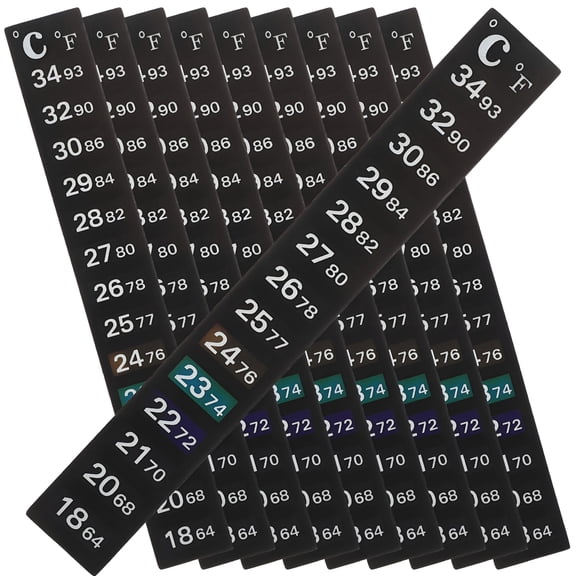 GJX 10 Sheets of Aquarium Thermometers Fish Tank Temperature Testers Adhesive Strips Thermometers