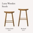 thumbnail image 6 of Maven Lane 26" Luna Counter Stool with Rustic Natural Wood Finish - Artisan Crafted Backless Counter Height Stool, Oval Saddle Seat for Unmatched Comfort - Adds Warmth & Style to Kitchen, Dining Area, 6 of 11