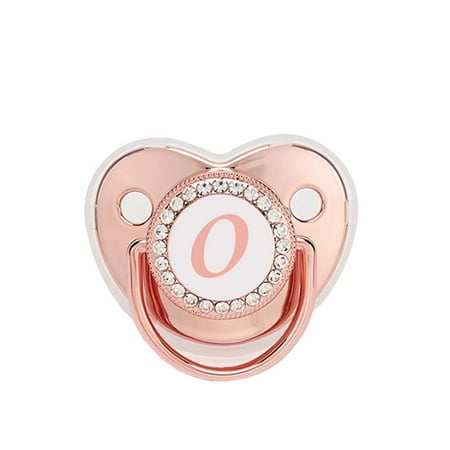 

QISIWOLE Baby Pacifier 26 Letter Name Initials Clip Silicone Baby Pacifier Pink Shiny Newborn Pacifier Clearance !