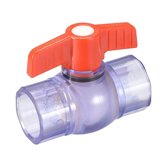 Ball Valve 32mm Inner Dia. DN25, Socket Type, for Control Water Flow, Clear Blue