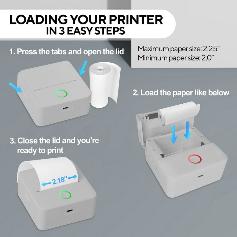 Mini Printer For Mobile, Photo Printer, Portable Mini Bluetooth Printer  Thermal Printer, Wireless Thermal Printer With 7 Color Led, Mobile Printer  Pho
