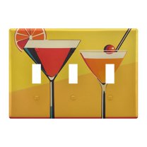 Yayeee Toggle Light Switch Wall Plate 3-Gang 6.37"x4.48" Decorative Outlet Cover, Orange Cocktails