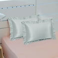 thumbnail image 2 of Set of 4 Satin Pillowcase Pillow Shams Oxford Pillowcase With Ruffled Decor For Skin And Hair Jumbo Silver, 2 of 8