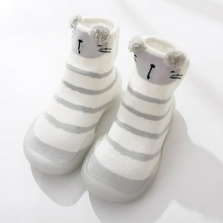 

NEGJ First Toddler Baby Cartoon Socks Non-slip Shoes Animals Elastic Walkers Infant Baby Shoes