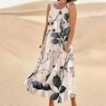 thumbnail image 2 of Giftesty Summer Dresses for Women New Women's Sleeveless Cotton and Linen Round Neck Printed Long Dress, 2 of 5