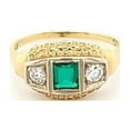 thumbnail image 2 of Antique Diamond and Emerald 3-Stone Engagement Ring in 14K Gold, 2 of 9
