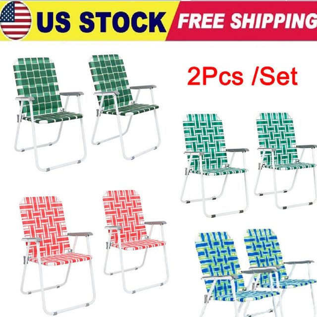 Goorabbit Folding Lawn Chairs,(2Pack) Steel Tube PP bed Folding