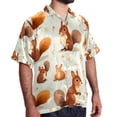 thumbnail image 2 of Squirrel Men's Short Sleeve Hawaiian Beach Poplin Shirt Casual Printed Button Down Summer Unisex Shirt, 2 of 6