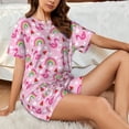 thumbnail image 4 of "Wukai Cute Flamingo Women's Pajama Set - Short-Sleeve Top and Shorts with Elastic Waistband and Pockets for Loungewear, Yoga, and Casual Wear-, 4 of 8