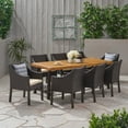 thumbnail image 2 of Princeton Outdoor 8 Seater Wood and Wicker Dining Set, Teak, Multibrown, 2 of 8