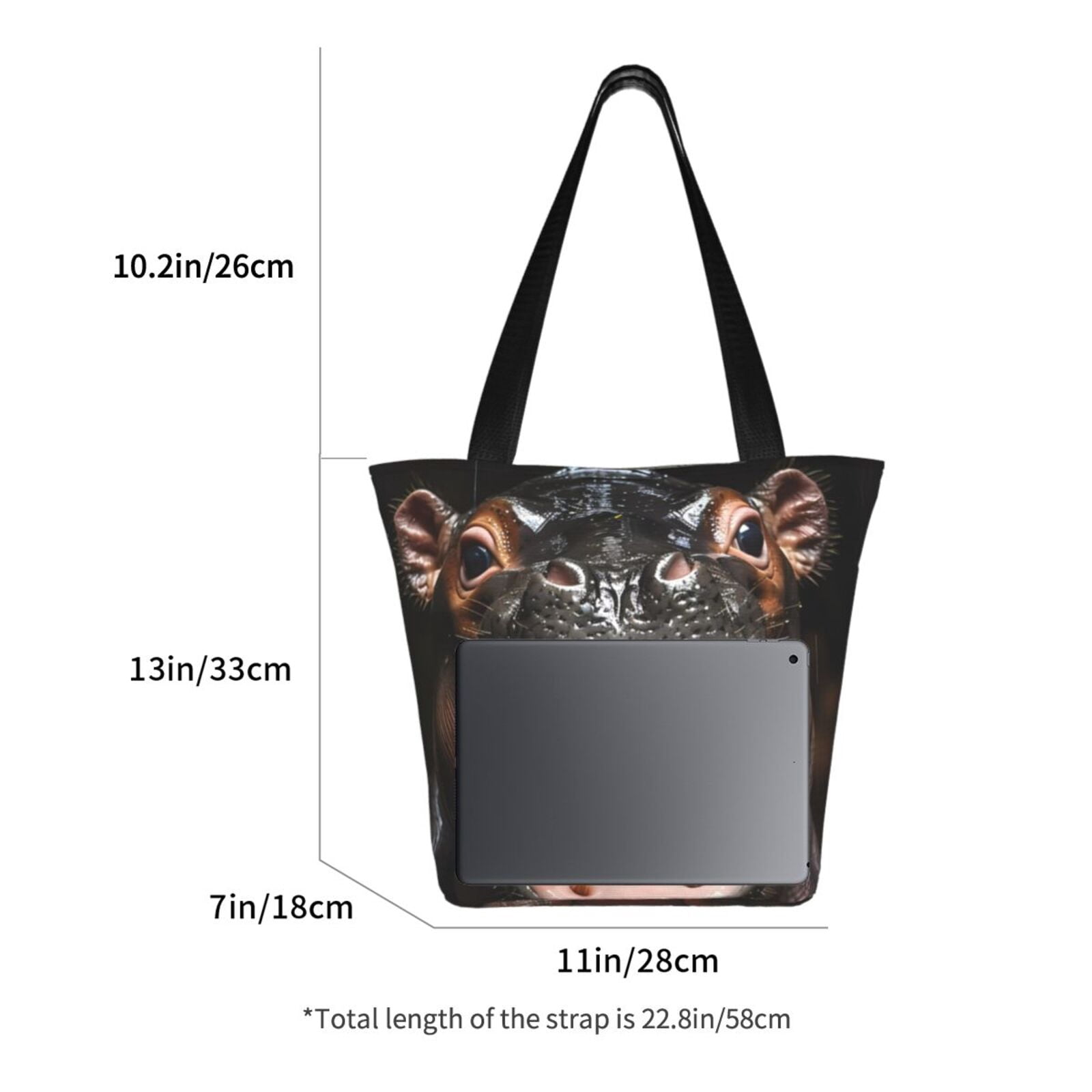 Ratiio Playful Baby Hippo Splash Print Shoulder Bag for Women, Polyester Crossbody Purse Lightweight Handbag for Daily Travel and Casual Use