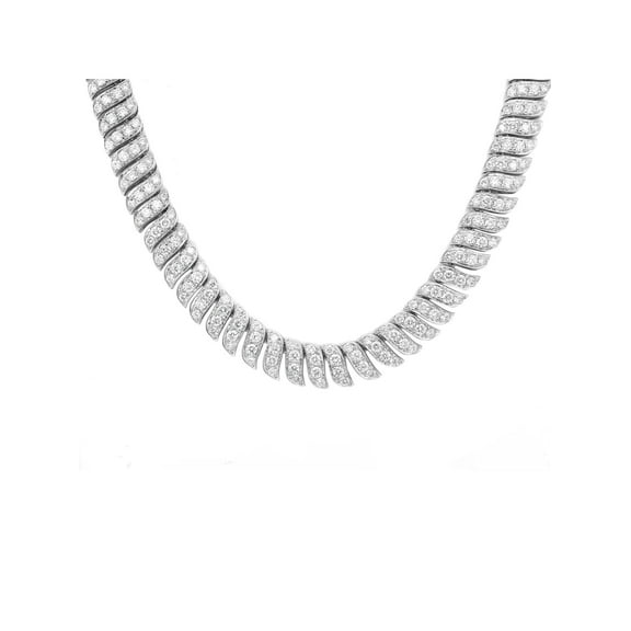 8.33Cttw Round Cut Diamond Statement Necklace 18K White Gold 16 Inches