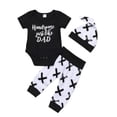 thumbnail image 1 of Conjunto de ropa de bebé recién nacido Conjunto de 3 piezas de mameluco con estampado de papá guapo XBTCLXEBCO Negro, 6-12 meses, 1 of 6