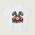 thumbnail image 2 of YABCSAZ Easter Tops for Baby Short Sleeve Happy Bunny Rugby Tops Summer Casual Crewneck Tee Shirt Kids Loose Tops Toddler Baby Boys Girls Outfits Size 3 T, 2 of 3